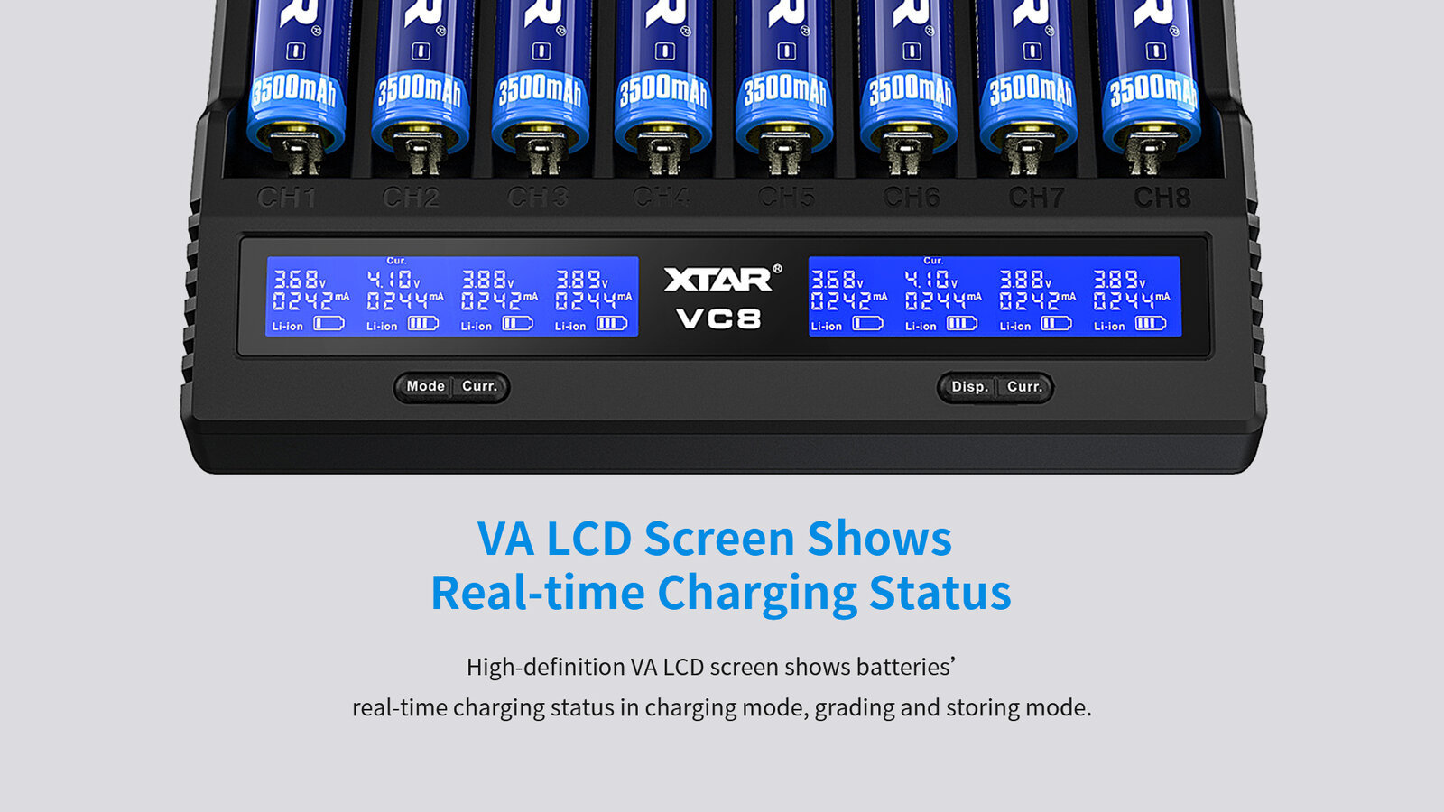 LCD screen in Xtar VC8 chargers LCD screen in Xtar VC8 chargers