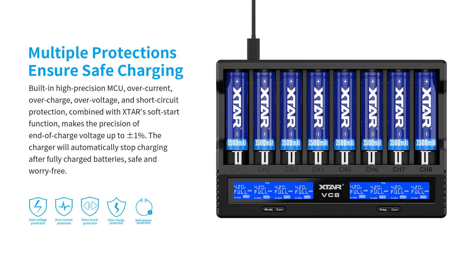 Protections of the Xtar VC8 charger Protections of the Xtar VC8 charger