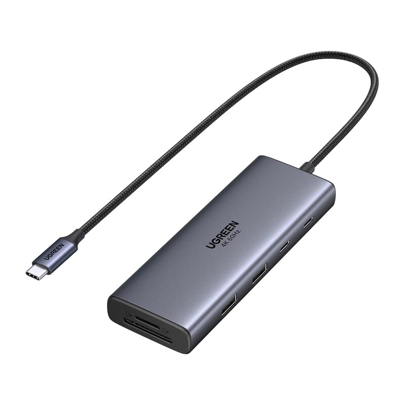 Адаптер-хаб USB-C 9w1 Ugreen CM498A 85774 1x USB 2.0 + 1x USB 3.0 + 2x HDMI + 3x USB-C + SD карта + TF карта Адаптер-хаб USB-C 9w1 Ugreen CM498A 85774 1x USB 2.0 + 1x USB 3.0 + 2x HDMI + 3x USB-C + SD карта + TF карта