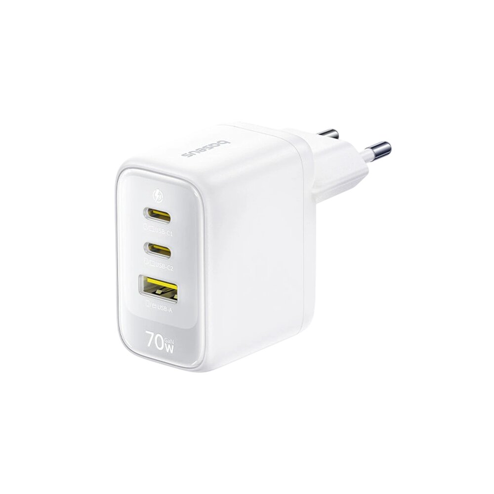 Baseus GaN EnerFill FE22 E0123501 70W fast wall charger with 2 USB-C PD ports and USB Baseus GaN EnerFill FE22 E0123501 70W fast wall charger with 2 USB-C PD ports and USB