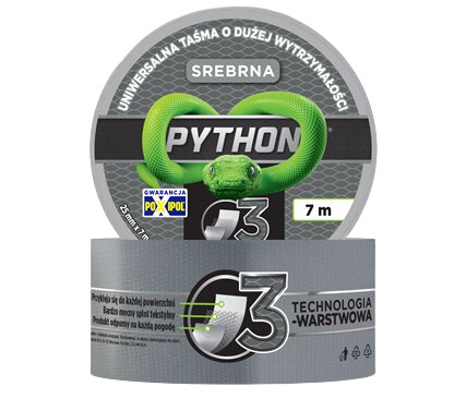Universal tape, repair 3-layer PYTHON 25mm x 7m silver Universal tape, repair 3-layer PYTHON 25mm x 7m silver