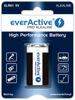 1 x everActive Pro 6LR61/6LF22 9V alkaline battery (blister)
