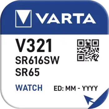1 x Silberbatterie (Uhrenbatterie) 321 VARTA (SR321SW) Bat. 1 x Silberbatterie (Uhrenbatterie) 321 VARTA (SR321SW) Bat.