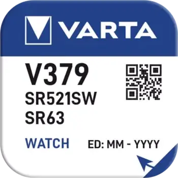 1 x silver battery (watch) 379 VARTA (SR521SW) Bat.