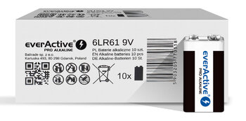 10 x alkaline batteries everActive Pro 6LR61 / 6LF22 9V (carton/shrink)