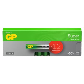12 x GP Super Alkaline G-TECH LR03 / AAA Alkaline Battery (Cardboard Box)