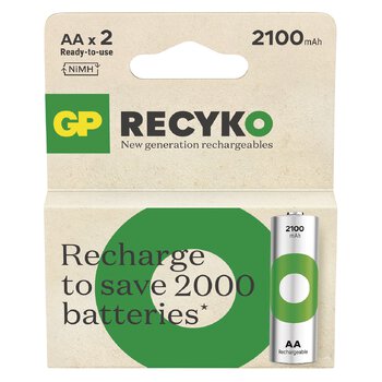 2 x rechargeable AA / R6 Ni-MH GP ReCyko 2100mAh rechargeable batteries