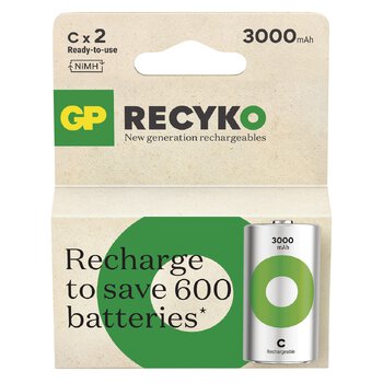 2 x rechargeable batteries C / R14 Ni-MH GP ReCyko 3000 mAh