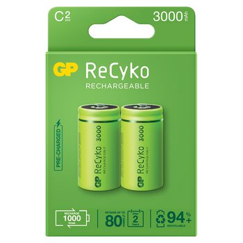 2 x rechargeable batteries C / R14 Ni-MH GP ReCyko 3000mAh (green)