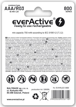 2 x battery everActive R03/AAA Ni-MH 800 mAh ready to use