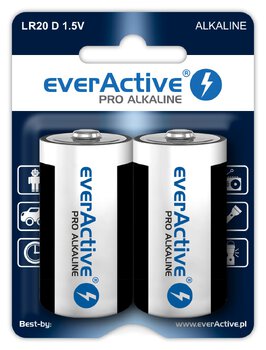 2 x everActive Pro LR20/D alkaline batteries (blister)