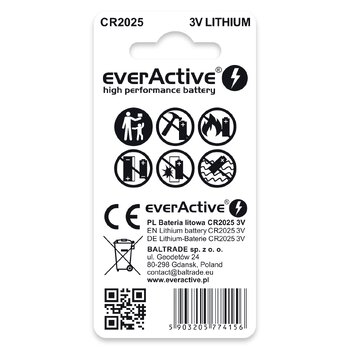 2x everActive CR2025 mini lithium battery