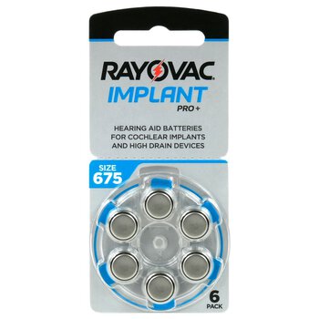 30 x Rayovac 675 IMPLANT PRO+ hearing aid batteries