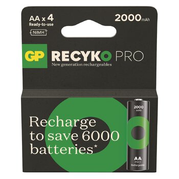 4 x rechargeable AA / R6 GP ReCyko Pro Ni-MH 2000 mAh rechargeable batteries