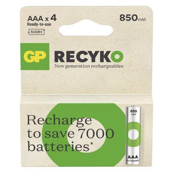 4 x rechargeable AAA / R03 Ni-MH GP ReCyko 850mAh rechargeable batteries