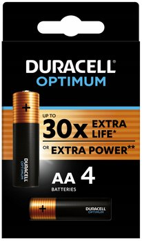 4 x Duracell OPTIMUM LR6 AA Alkaline Battery (blister)