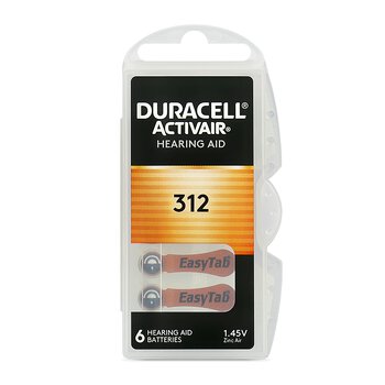 6 x Duracell ActivAir 312 MF Hearing Aid batteries