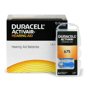 6 x Duracell ActivAir 675 MF Hearing Aid Batteries