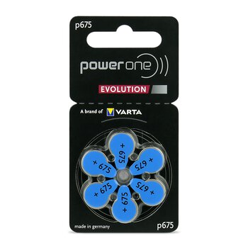 6 x Power One Evolution Varta 675 hearing aid batteries