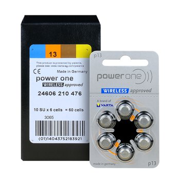 6 x Power One SAB Varta 13 hearing aid batteries