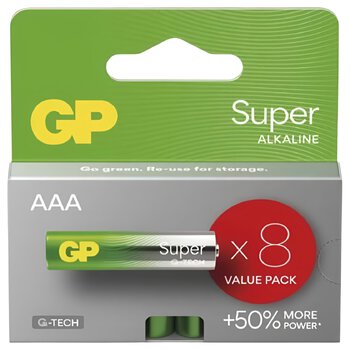 8 x GP Super Alkaline G-TECH AAA / LR03 Alkaline Battery