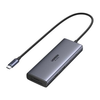 Adapter hub USB-C 9w1 Ugreen CM498A 85774 1x USB 2.0 + 1x USB 3.0 + 2x HDMI + 3x USB-C + SD Card + TF Card