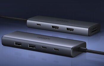 Adapter hub USB-C 9w1 Ugreen CM498A 85774 1x USB 2.0 + 1x USB 3.0 + 2x HDMI + 3x USB-C + SD Card + TF Card