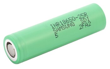 2x Rechargeable battery 18650 Li-ion 2500 mAh Samsung INR18650-25R 20A. Lithium-ion cell - BOX / container