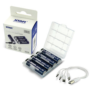 Xtar R6 / AA 1.5V Li-ion 2450mAh Battery with Security with USB-C Port - 4 Pieces