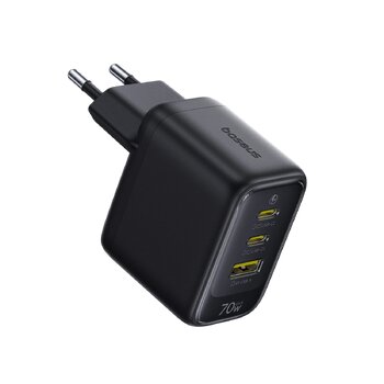 Baseus GaN EnerFill FE22 E0123500 70W fast wall charger with 2 USB-C PD and USB ports Baseus GaN EnerFill FE22 E0123500 70W fast wall charger with 2 USB-C PD and USB ports