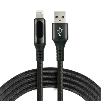 EverActive CBB-1IBL 100cm USB - Lightning LCD Braided Cable with Fast Charging Support up to 2.4A black