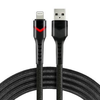 Cable braided cable USB - Lightning RGB LED everActive CBB-1IBR 100cm with support for fast charging up to 2.4A black