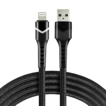 Cable braided cable USB - Lightning RGB LED everActive CBB-1IBR 100cm with support for fast charging up to 2.4A black