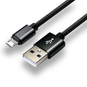 EverActive CBB-0.3MB 30cm braided USB cable with support for fast charging up to 2.4A black