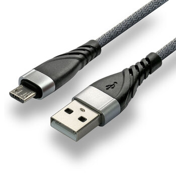 EverActive CBB-1MG 100cm USB braided cable with support for fast charging up to 2.4A gray
