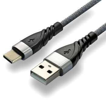 EverActive CBB-1CG braided cable USB - USB-C / Type-C 100cm with support for fast charging up to 3A gray