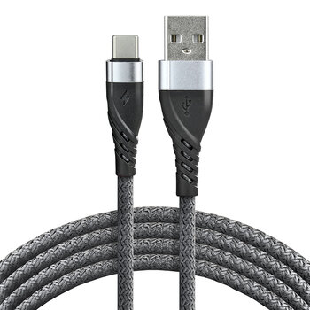 EverActive CBB-1CG braided cable USB - USB-C / Type-C 100cm with support for fast charging up to 3A gray
