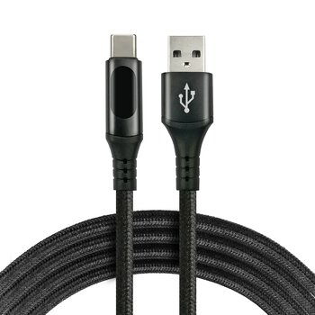 EverActive CBB-1CBL 100cm braided cable USB - USB-C / Type-C LCD cable with support for fast charging up to 3A black
