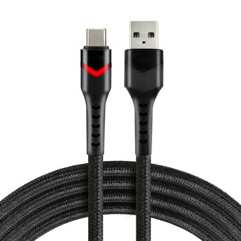 Cable braided cable USB - USB-C / Type-C RGB LED everActive CBB-1CBR 100cm with support for fast charging up to 3A black