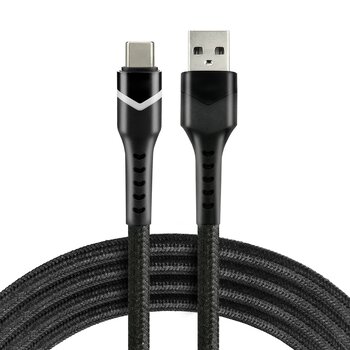 Cable braided cable USB - USB-C / Type-C RGB LED everActive CBB-1CBR 100cm with support for fast charging up to 3A black