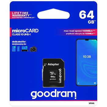 GOODRAM microSD (microSDXC) 64GB class 10 UHS-I memory card + SD adapter