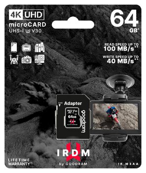 GOODRAM 64GB IRDM M3AA V30 U3 microSD Memory Card + SD Adapter GOODRAM 64GB IRDM M3AA V30 U3 microSD Memory Card + SD Adapter