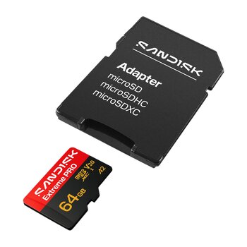 SanDisk microSD / microSDXC 64GB Extreme PRO 200MBs / 90MB/s UHS-I U3 V30 A2 Memory Card SanDisk microSD / microSDXC 64GB Extreme PRO 200MBs / 90MB/s UHS-I U3 V30 A2 Memory Card