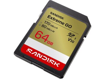 SanDisk 64GB Extreme GO SD / SDXC Memory Card 170/80 MB/s UHS-I U3 V30 SanDisk 64GB Extreme GO SD / SDXC Memory Card 170/80 MB/s UHS-I U3 V30