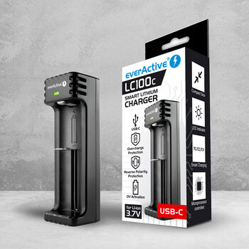 everActive LC-100C USB-C Cylindrical Li-ion Battery Charger