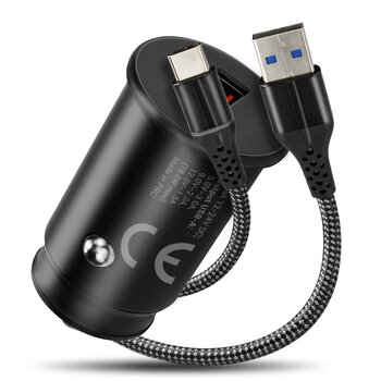 everActive CC-15QC Car Charger with QC3.0 USB Socket 18W + USB-C Cable 1m