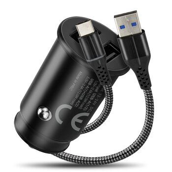 Car charger everActive CC-25C two USB sockets 12W + USB-C cable 1m