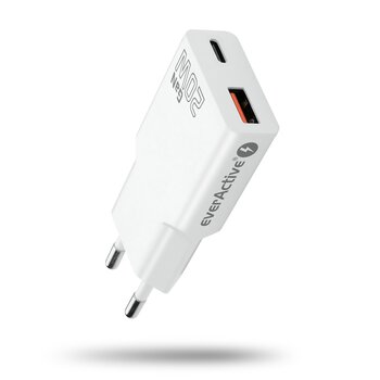 everActive GaN SUPER SLIM SC-340Q wall charger with USB QC3.0 and USB-C PD 20W socket