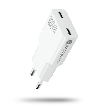 everActive GaN SUPER SLIM SC-385Q wall charger with two USB-C PD 30W sockets