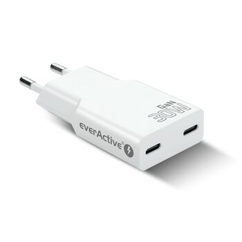 everActive GaN SUPER SLIM SC-385Q wall charger with two USB-C PD 30W sockets
